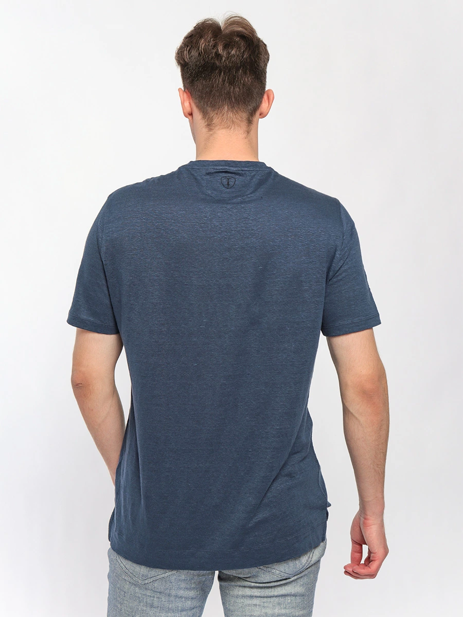 Льняной джемпер с короткими рукавами